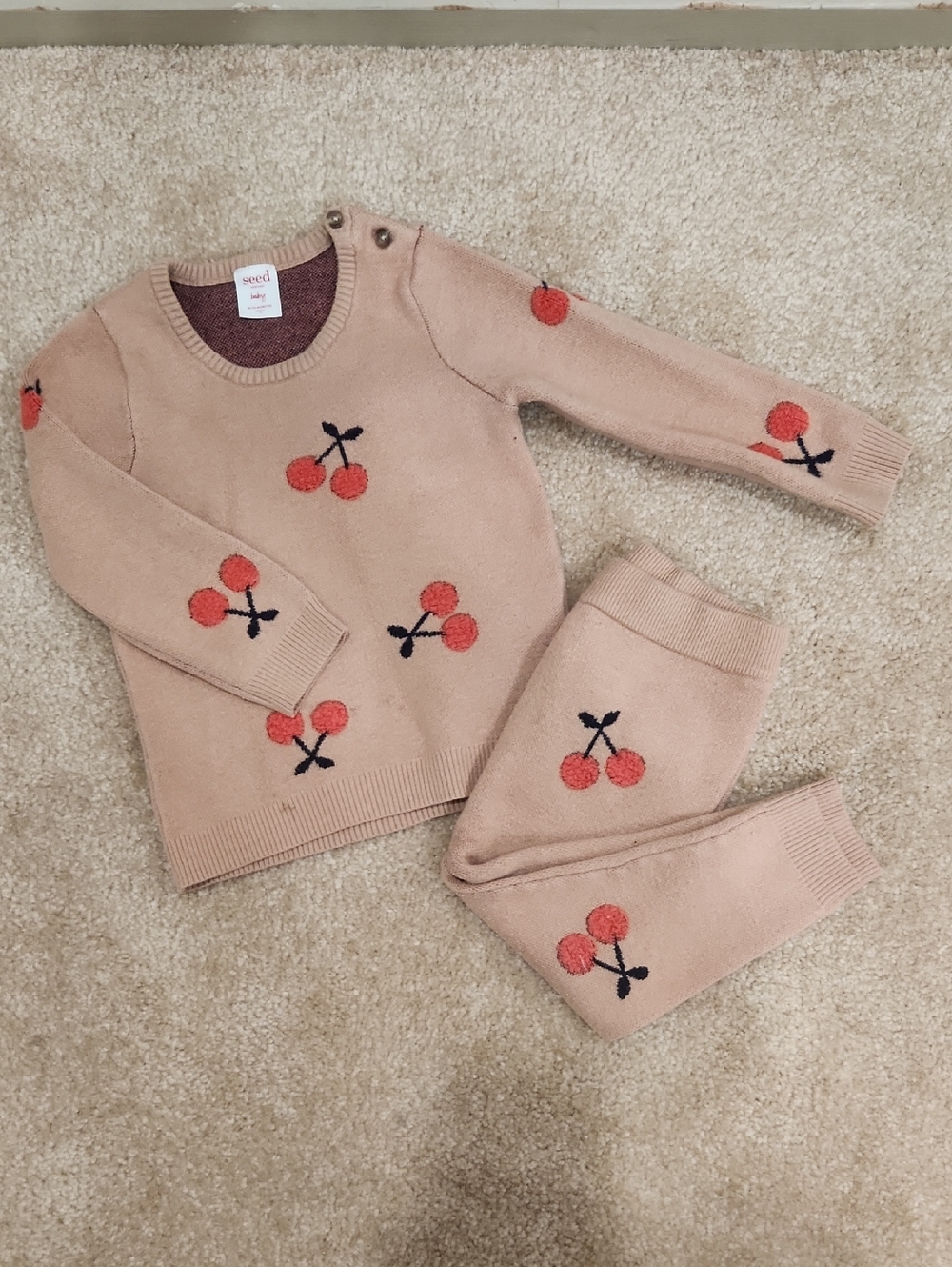 Seed Heritage Baby Girl Beige Knit Set 🍒 Size 18 - 24 Months/ 2